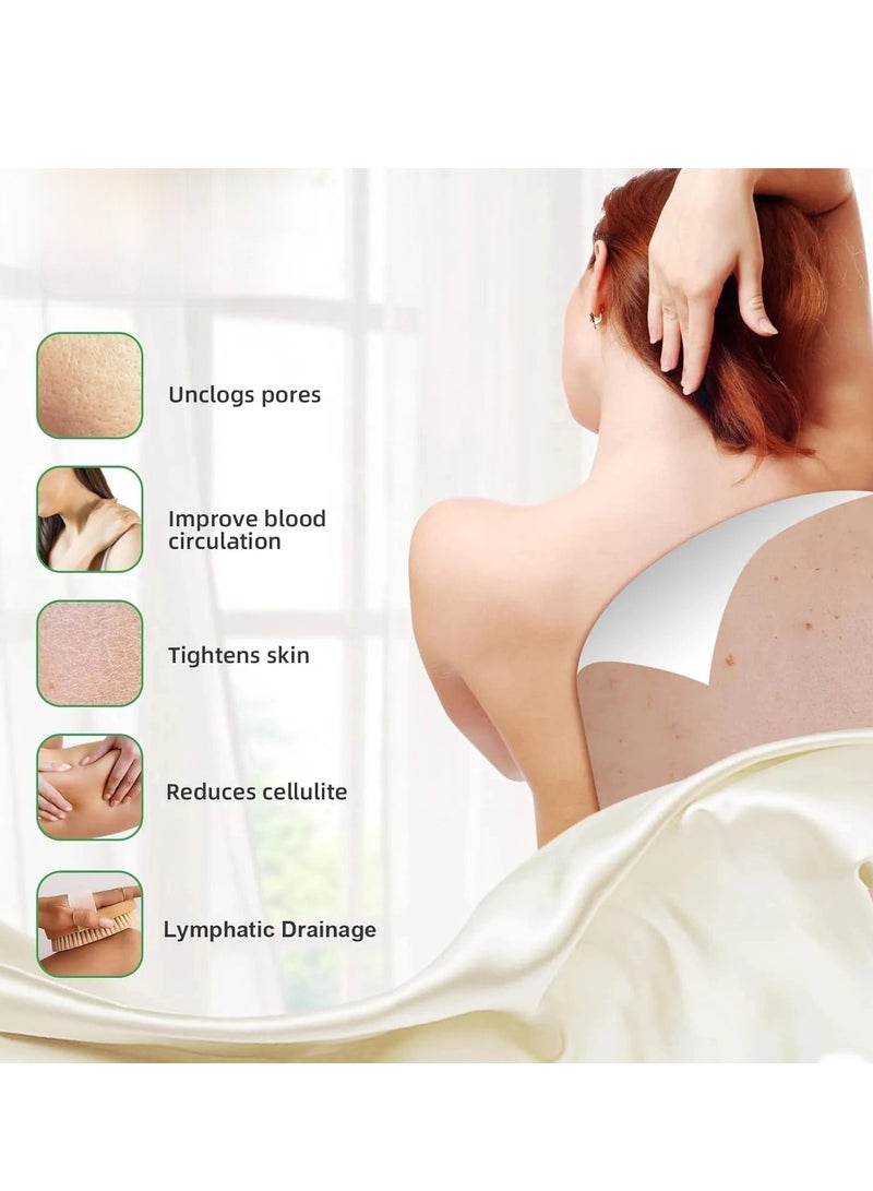 أونليماي فقط مجموعة فرشاة الجسم الجافة بمقبض خشبي طويل مع 3 رؤوس قابلة للفصل، فرشاة للوجه، مقشر للجسم بشعيرات تقشير لتصريف الجهاز اللمفاوي والسيلوليت، مقشر للظهر للاستحمام - Image 2