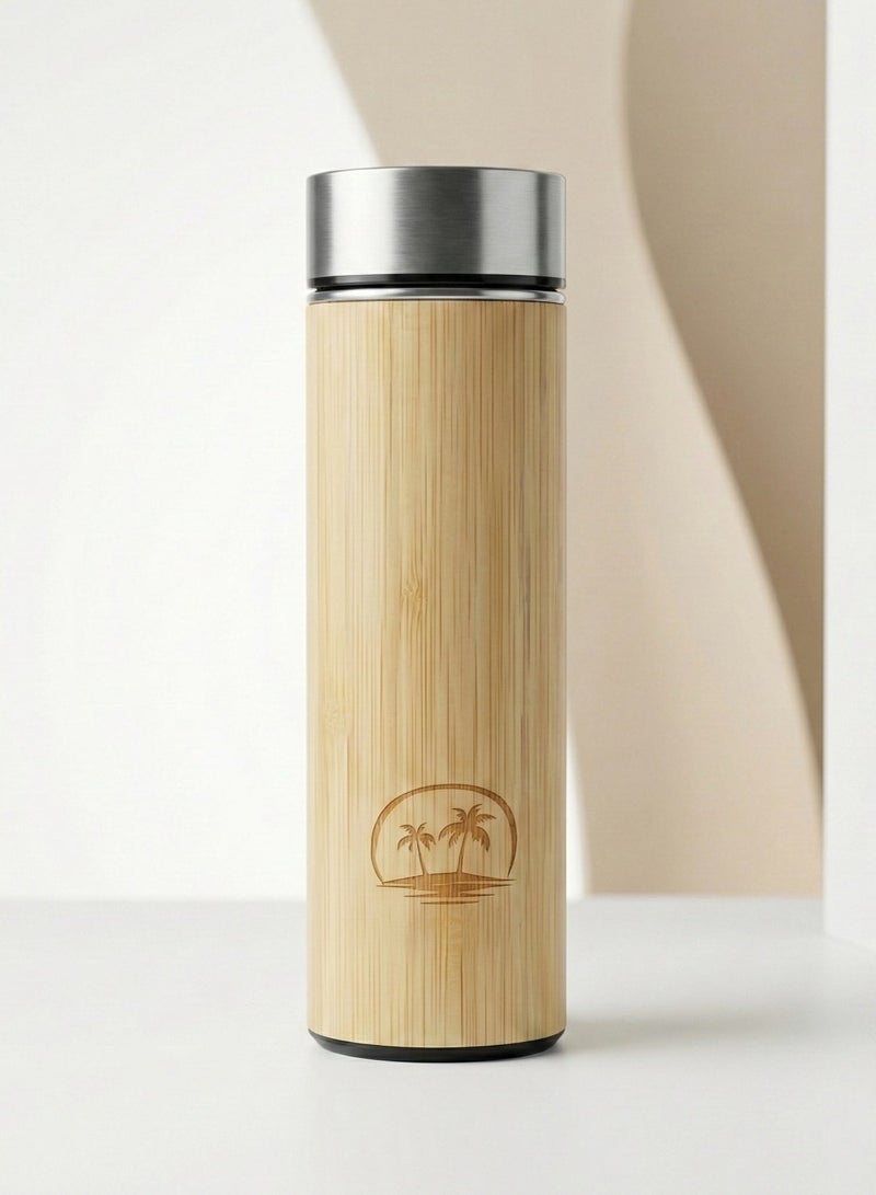أو جي إس كوب حراري بغطاء خشبي وتصميم بامبو أنيق ستانلس داخلي يحافظ على  البرودة 24 ساعة والحرارة 8 ساعات - Image 1