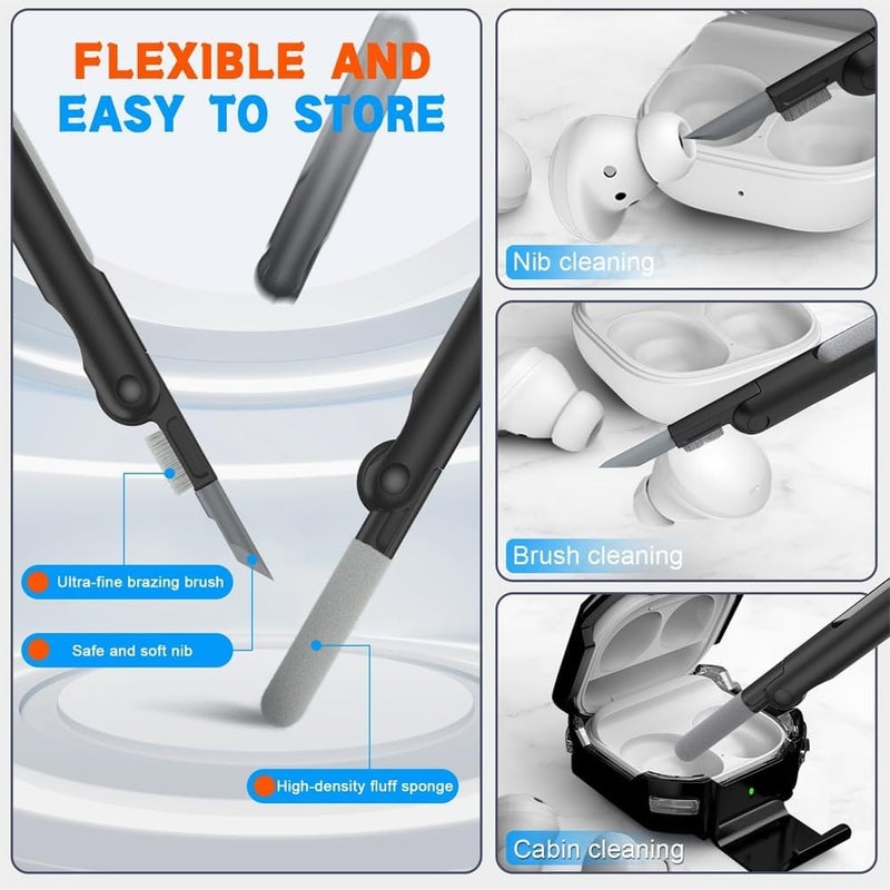 Headphones Protective Case, Clear Protective Case with Stand and Lock Design for Samsung Budslive/Buds2/Budspro/Buds2pro/Buds FE, Black, with Bluetooth Earbudscleaning Pen - Image 3