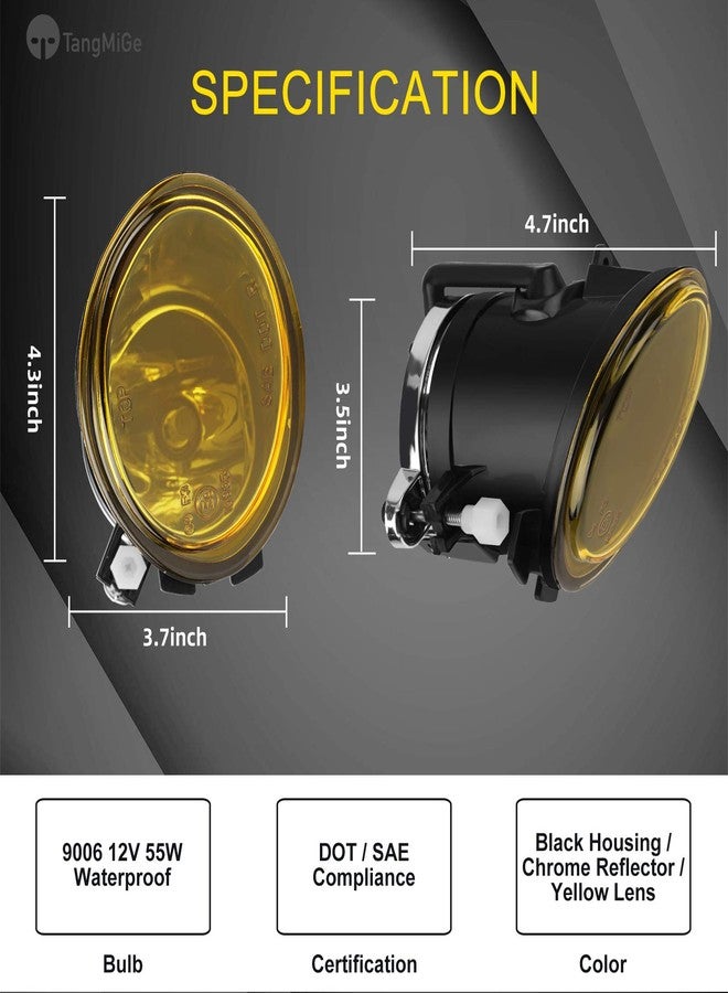 TangMiGe Fog Lights Lamps for 2000-2006 BMW (E46 M3 E39 M5) / 3 Series (320i 323i 325i 325xi 330i 330xi Sedan w/Sport Package, 325i 325xi Wagon w/Sport Package) Premium Assembly, 1 Pair, Yellow Lens - Image 3