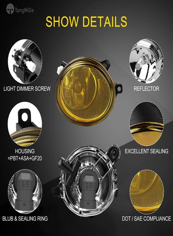 TangMiGe Fog Lights Lamps for 2000-2006 BMW (E46 M3 E39 M5) / 3 Series (320i 323i 325i 325xi 330i 330xi Sedan w/Sport Package, 325i 325xi Wagon w/Sport Package) Premium Assembly, 1 Pair, Yellow Lens - Image 4