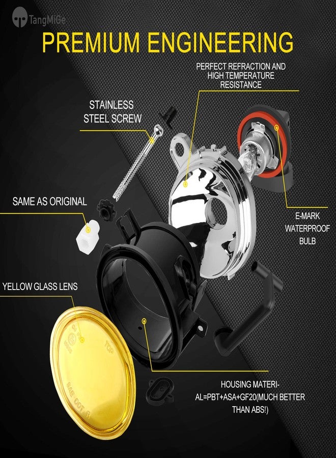 TangMiGe Fog Lights Lamps for 2000-2006 BMW (E46 M3 E39 M5) / 3 Series (320i 323i 325i 325xi 330i 330xi Sedan w/Sport Package, 325i 325xi Wagon w/Sport Package) Premium Assembly, 1 Pair, Yellow Lens - Image 5