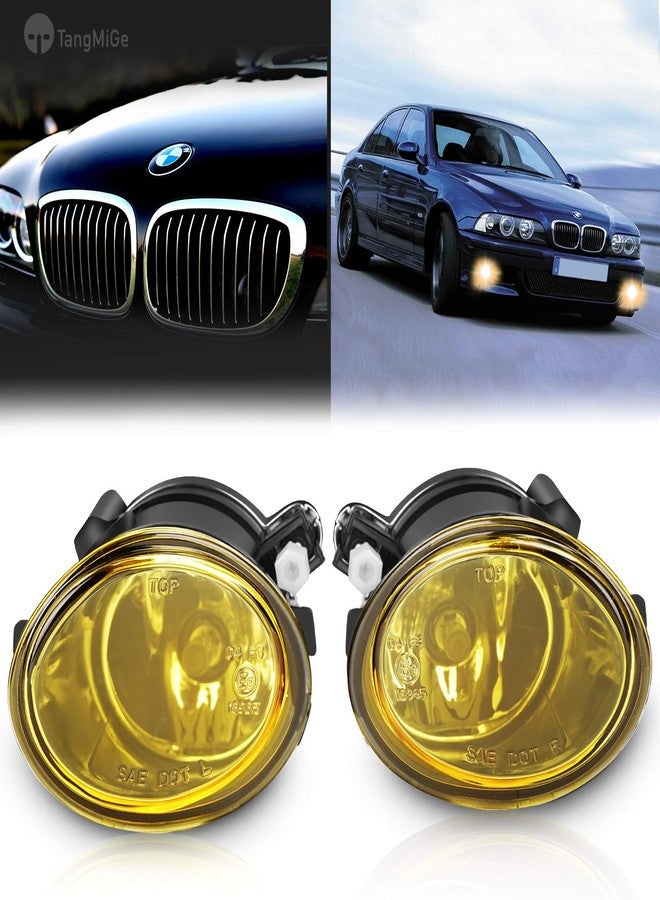 TangMiGe Fog Lights Lamps for 2000-2006 BMW (E46 M3 E39 M5) / 3 Series (320i 323i 325i 325xi 330i 330xi Sedan w/Sport Package, 325i 325xi Wagon w/Sport Package) Premium Assembly, 1 Pair, Yellow Lens - Image 1