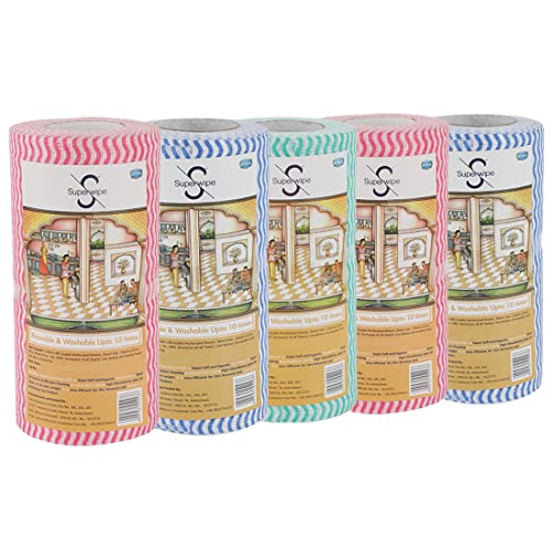 Superwipe Non Woven Kitchen Tissue Reusable, Washable and Absorbent Kitchen Wipes, Multipurpose Kitchen Towel | Perfect for Cleaning and Wiping - 80 Pulls per Roll (Pack of 5) - Image 1