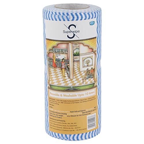 Superwipe Non Woven Kitchen Tissue Reusable, Washable and Absorbent Kitchen Wipes, Multipurpose Kitchen Towel | Perfect for Cleaning and Wiping - 80 Pulls per Roll (Pack of 5) - Image 4