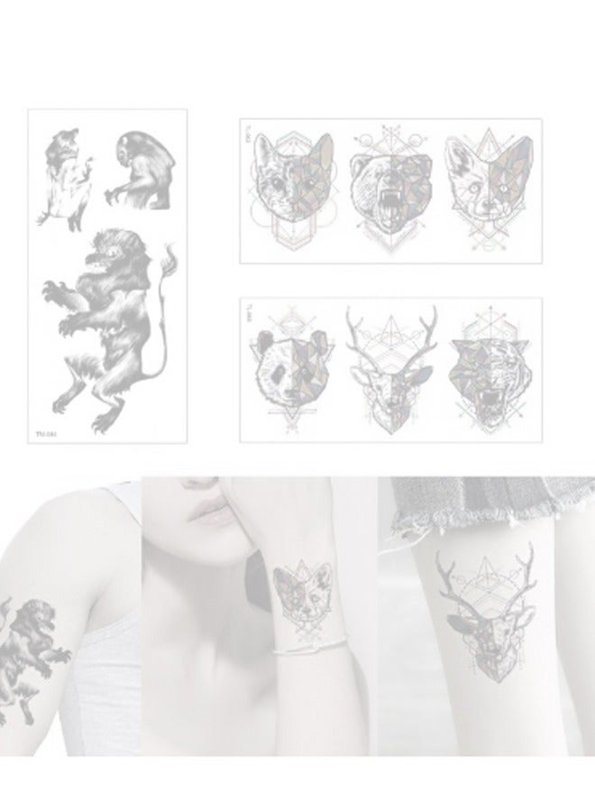 5 Pieces Fashionable waterproof temporary tattoo sticker wolf cat feather design - Image 3