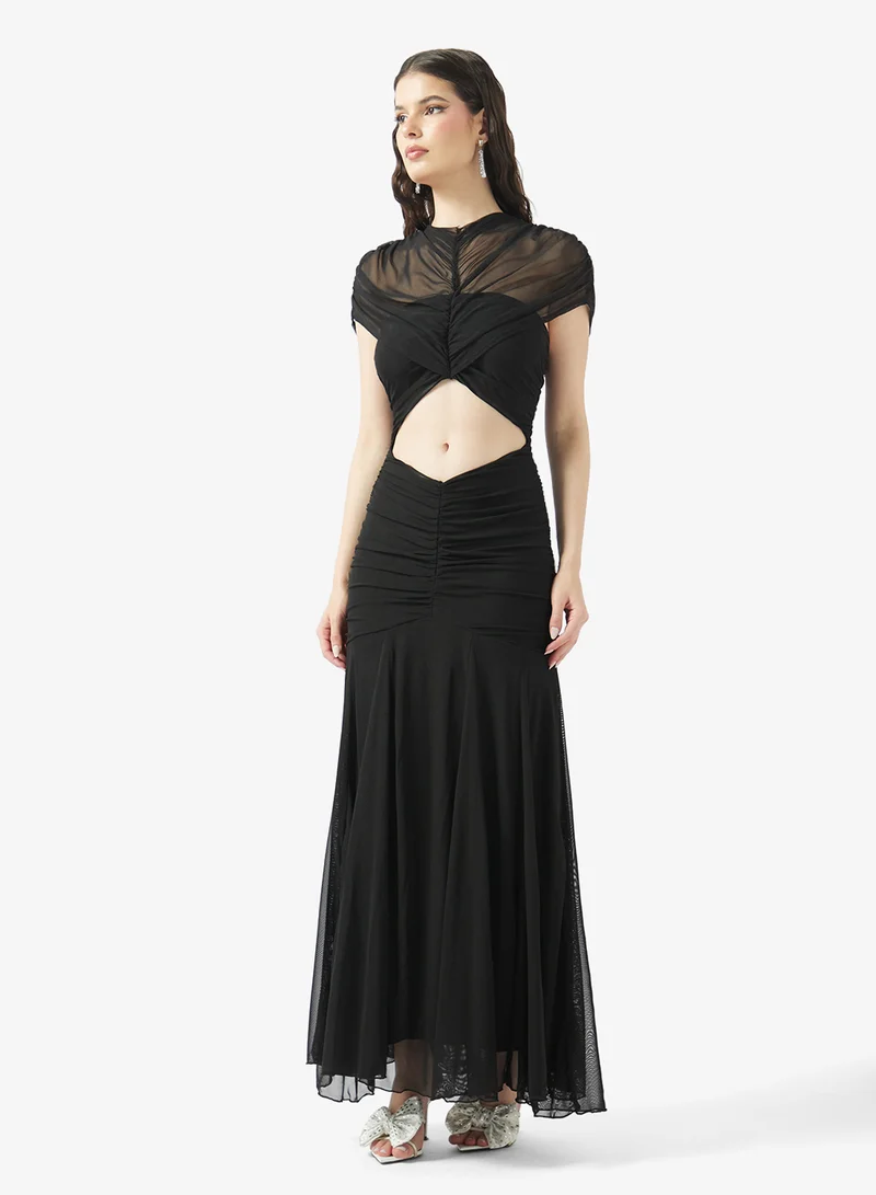 Ginger Mock Neck Dress with Cutout Detail