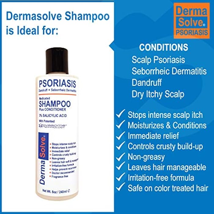 Dermasolve Psoriasis Shampoo and Leave-In Styling Spray Conditioner (Combo Pack) | Detangler for Sensitive Skin, Soothing Anti Dandruff, De-Flake, Dry Scalp Treatment for Seborrheic Dermatitis & Damaged Hair - Image 2