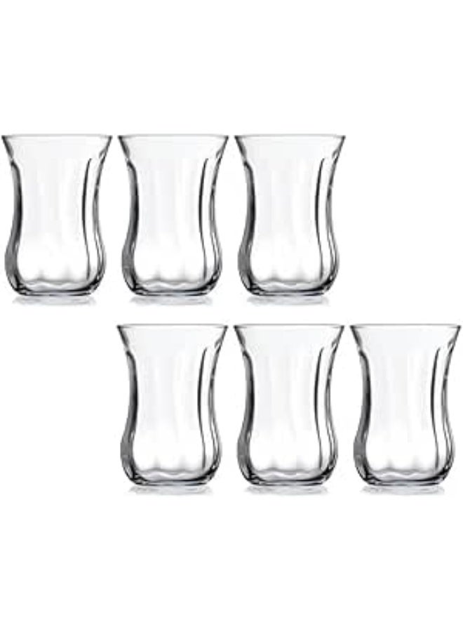Turkish tea set, elegant design, dishwasher safe, 6 pieces, clear glass - Image 2