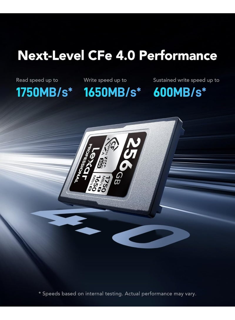Lexar Professional 256GB CFexpress 4.0 Type A Card Silver – High-Speed Memory Card Up To 1750MB/s Read And 1650MB/s Write For Professional Camera Recording 256 GB - Image 2