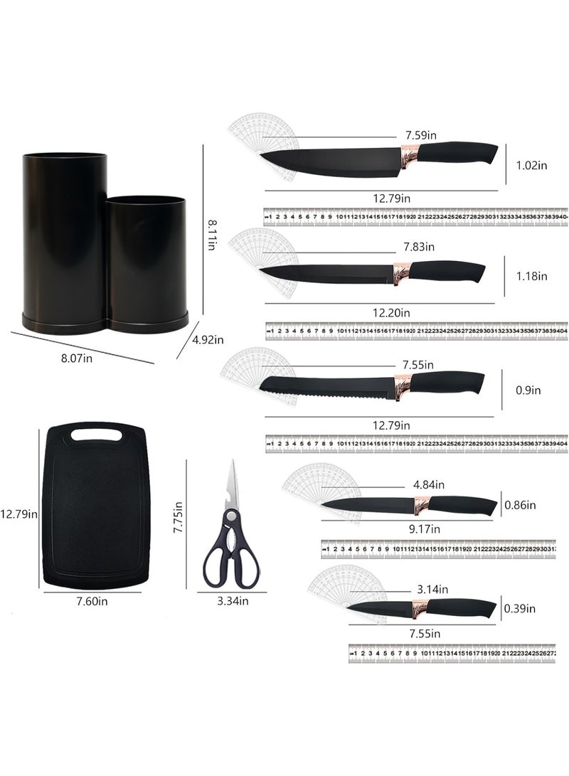 إي وورلد طقم أدوات ومستلزمات مطبخ 19 قطعة | سكاكين وأدوات سيليكون مقاومة للحرارة بمقابض خشبية | يشمل ملقط، ملعقة، سباتولا، مقلب ولوح تقطيع - Image 2
