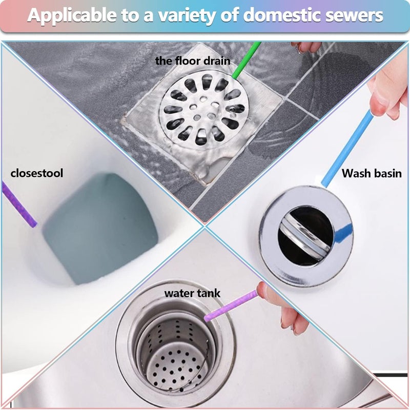 Saisn 72pcs Drain Cleaner Deodorizer Sticks - Keep Drain Pipes Clear, Prevent Clogs for Kitchen, Bathroom, Toilet (6 Color) - Image 3