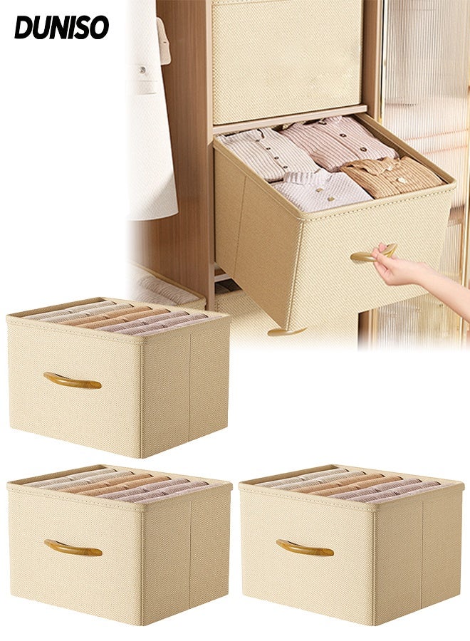 DUNISO Set of 3 Home  Collapsible Fabric Storage Cubes， Foldable Organizer with Handles，Storage Bins for Shelf, Home and Office，40 x 30x 20 centimeters, Beige - Image 1
