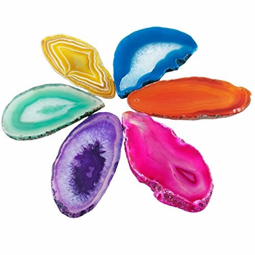 SUNYIK Top Drilled Agate Quartz Slice,Irregular Shapes,Assorted Random Color,Pack of 10 - Image 3