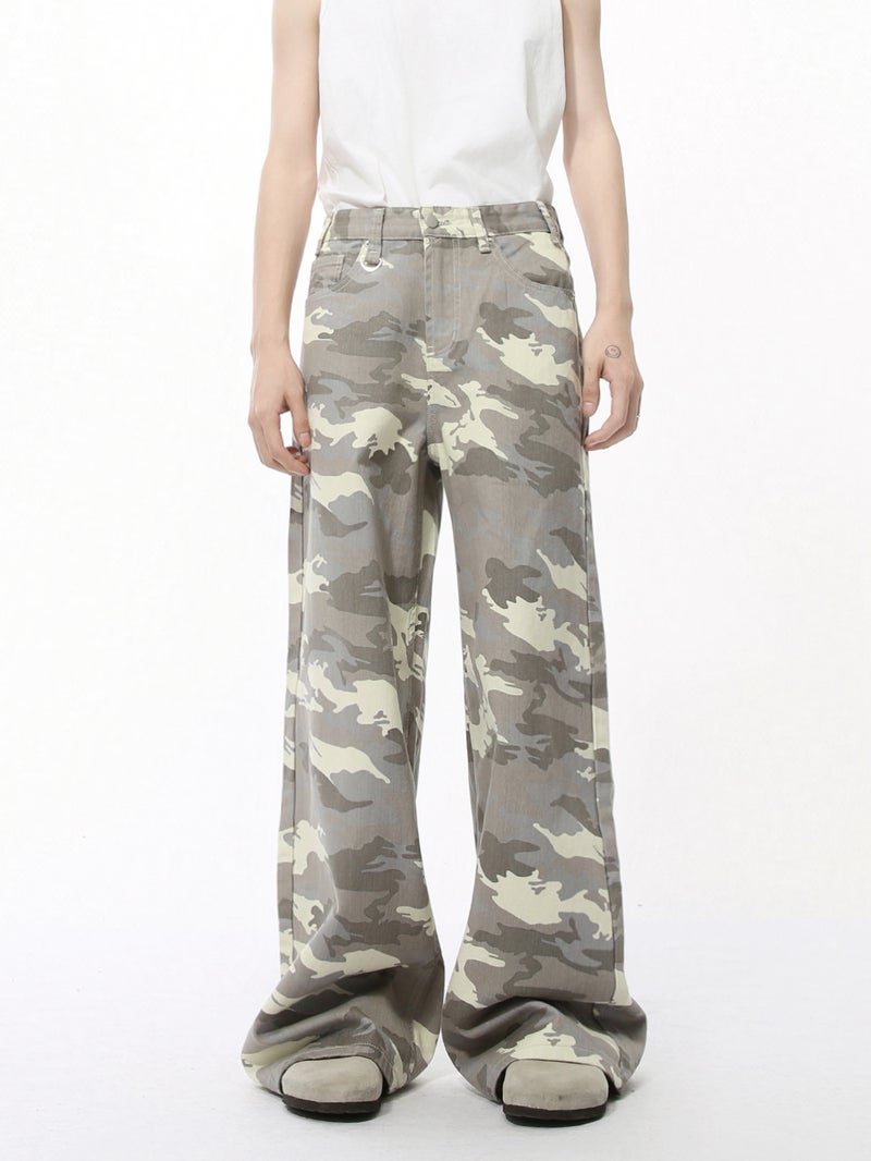 Mtlclothes Men'S Clothing | Straight-Leg Light Camouflage Vibe High-Street Wide-Leg Casual Loose Jeans Versatile And Trendy - Image 2