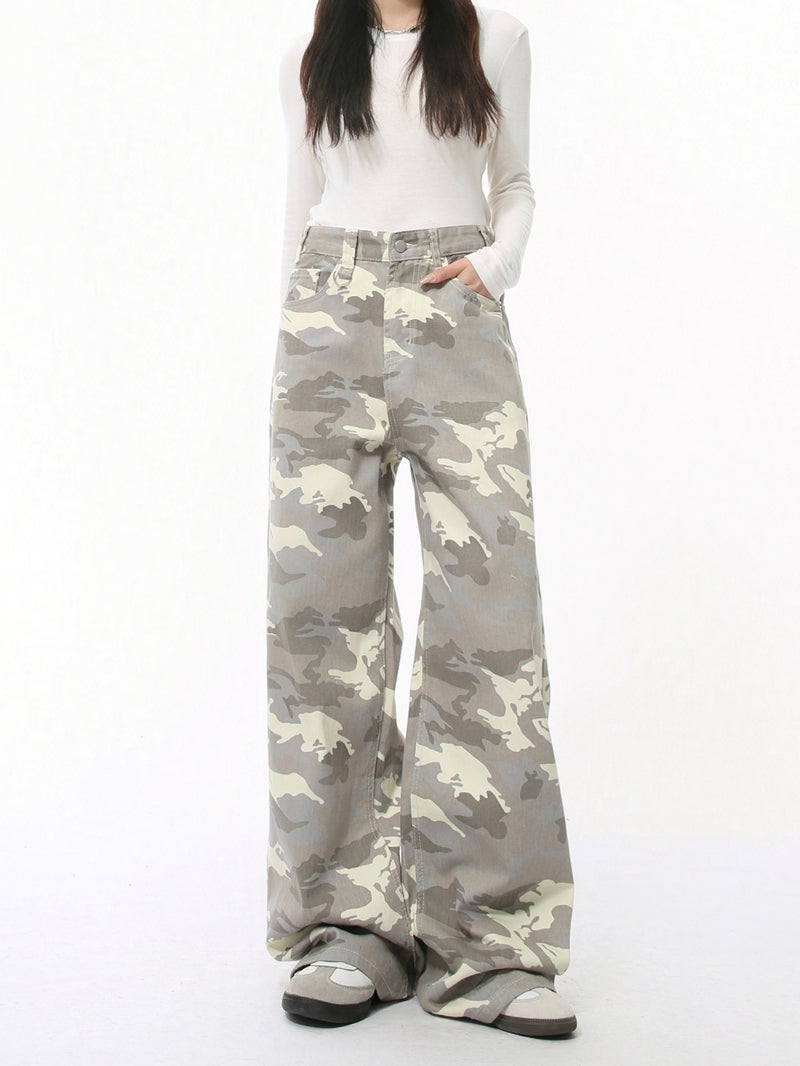 Mtlclothes Men'S Clothing | Straight-Leg Light Camouflage Vibe High-Street Wide-Leg Casual Loose Jeans Versatile And Trendy - Image 5