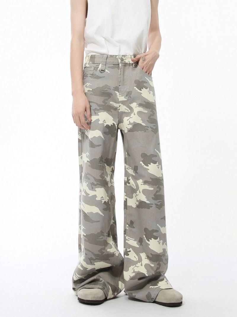 Mtlclothes Men'S Clothing | Straight-Leg Light Camouflage Vibe High-Street Wide-Leg Casual Loose Jeans Versatile And Trendy - Image 4
