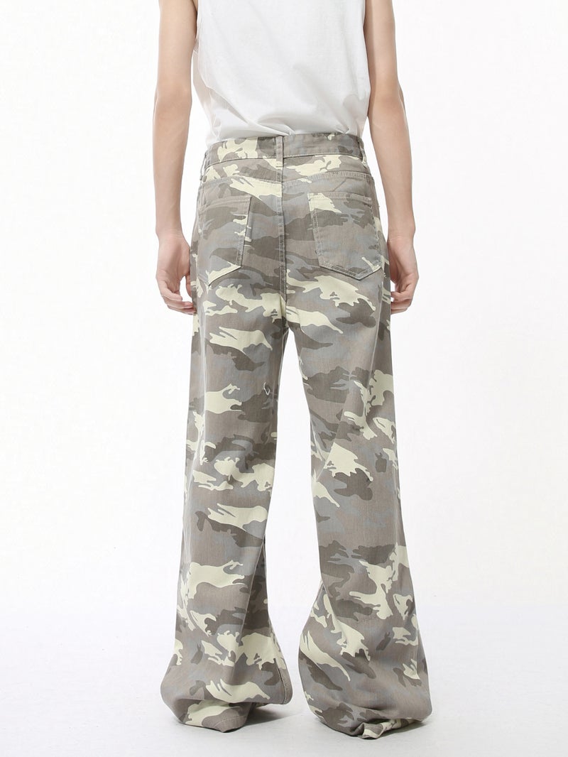 Mtlclothes Men'S Clothing | Straight-Leg Light Camouflage Vibe High-Street Wide-Leg Casual Loose Jeans Versatile And Trendy - Image 3