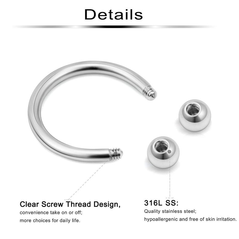 Ftovosyo Lip Rings 32PCS Labret Jewelry Monroe Lip Barbell Ring Snake Bite Piercing Jewelry 16G Helix Earring Daith Tragus Cartilage Studs Surgical Steel Piercing Jewelry for Women Men - Image 3
