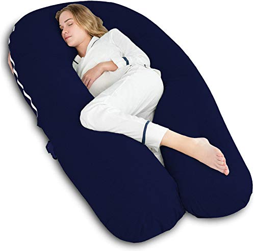 DADDY COOL وسادة الحمل الكاملة Daddy Cool وسادة الأمومة وسادة الرضاعة وسادة الرضاعة الطبيعية بغطاء قابل للإزالة بسحاب من 100 قطن عبوة من 1 لون أزرق داكن - Image 1