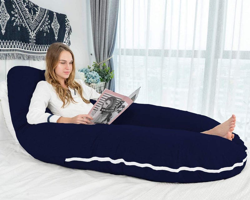 DADDY COOL وسادة الحمل الكاملة Daddy Cool وسادة الأمومة وسادة الرضاعة وسادة الرضاعة الطبيعية بغطاء قابل للإزالة بسحاب من 100 قطن عبوة من 1 لون أزرق داكن - Image 3