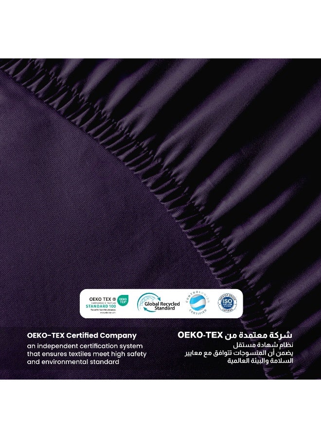 REST 3-Piece Violet Plush 90x200+20cm Fitted Bedsheet Set Includes 1 Deep Pocket Fitted Bedsheet and 2 Pillow Covers, Breathable and Machine Washable - Image 4