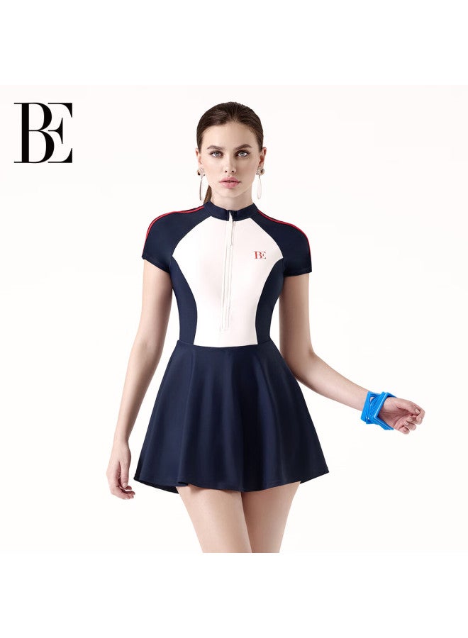 Balneaire Mix Series One Piece Swimsuit Lycra Sunscreen Skirted Swimwear With Tummy Control Swim Briefs Beach 61479 M - Image 1