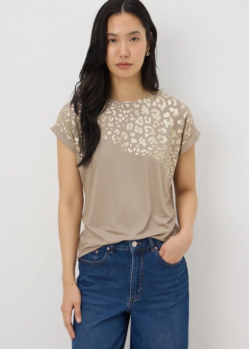 Matalan Taupe Animal Foil Print T-Shirt