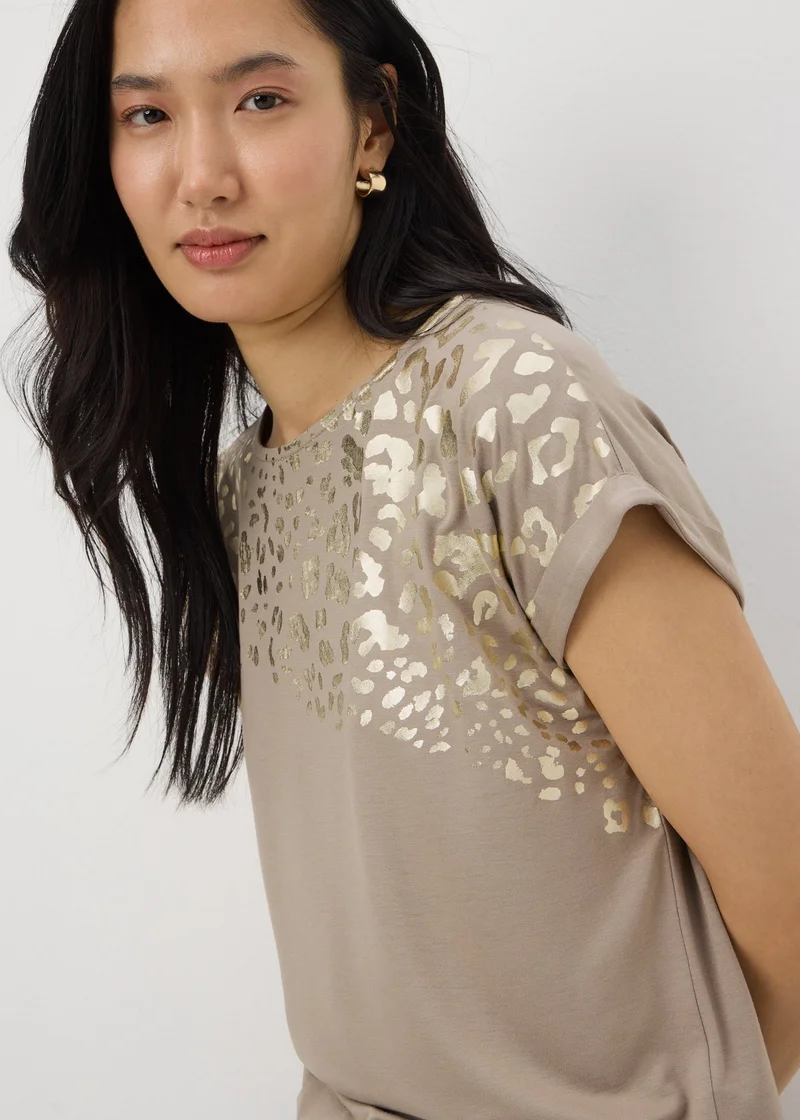Matalan Taupe Animal Foil Print T-Shirt