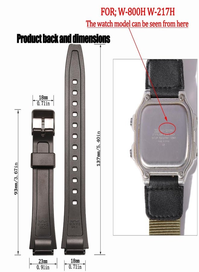 MCXGL Rubber Watch Band Compatible with Casio W800HG W-800H Series Watch Replacement Resin Strap (Black buckle) - Image 2