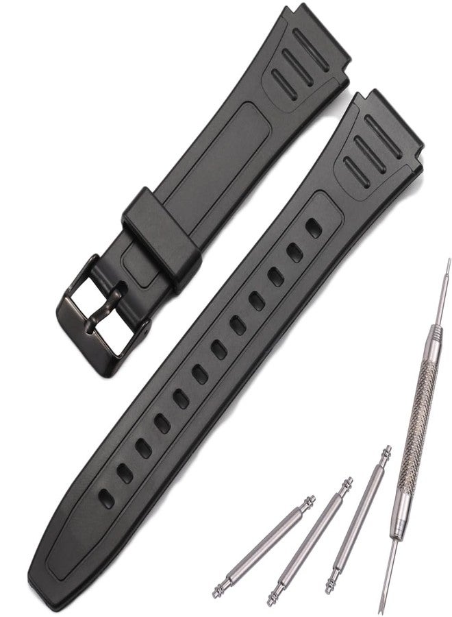 MCXGL Rubber Watch Band Compatible with Casio W800HG W-800H Series Watch Replacement Resin Strap (Black buckle) - Image 1