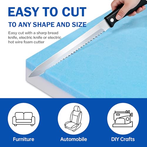 Tohetsuzp High Density Upholstery Foam Cushion - 2" Thick x 24" x 72", Gel Memory Foam Support Padding for Seat Cushion Replacement, DIY Projects, Sofa Mattress Support - Image 4