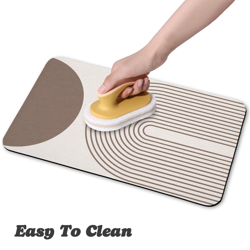 Zoeeya Dog Food Mats for Floors Waterproof, Cat Water Bowl Mats Pet Feeding Absorbent Mat Placemats for Food and Water Brown Bohemia 12 * 20 inch - Image 4