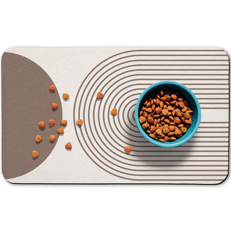 Zoeeya Dog Food Mats for Floors Waterproof, Cat Water Bowl Mats Pet Feeding Absorbent Mat Placemats for Food and Water Brown Bohemia 12 * 20 inch - Image 1