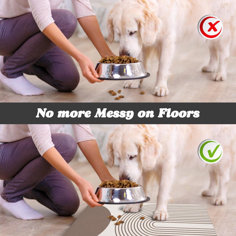 Zoeeya Dog Food Mats for Floors Waterproof, Cat Water Bowl Mats Pet Feeding Absorbent Mat Placemats for Food and Water Brown Bohemia 12 * 20 inch - Image 5