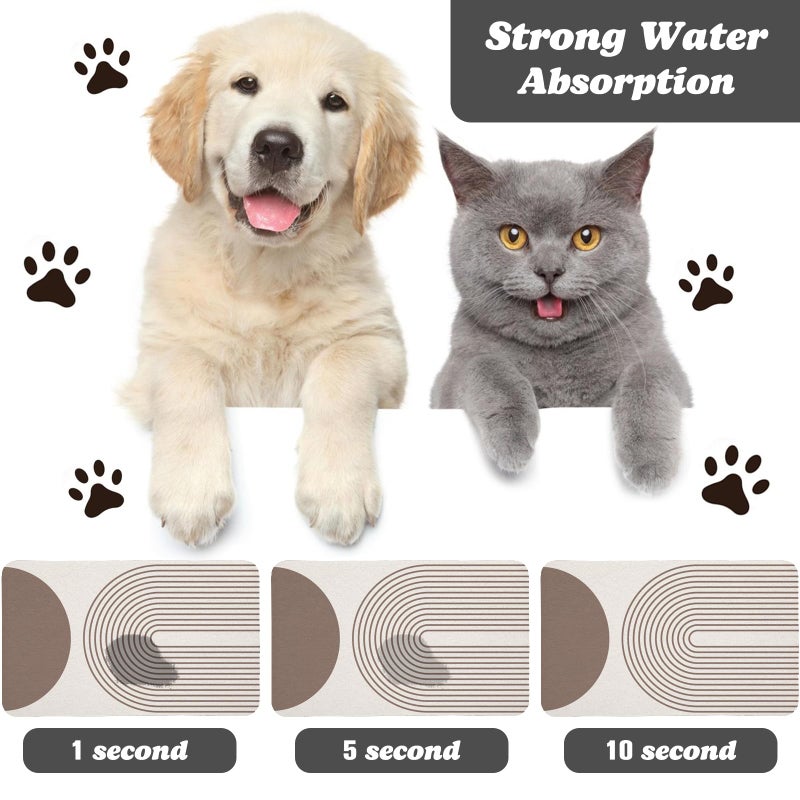 Zoeeya Dog Food Mats for Floors Waterproof, Cat Water Bowl Mats Pet Feeding Absorbent Mat Placemats for Food and Water Brown Bohemia 12 * 20 inch - Image 2