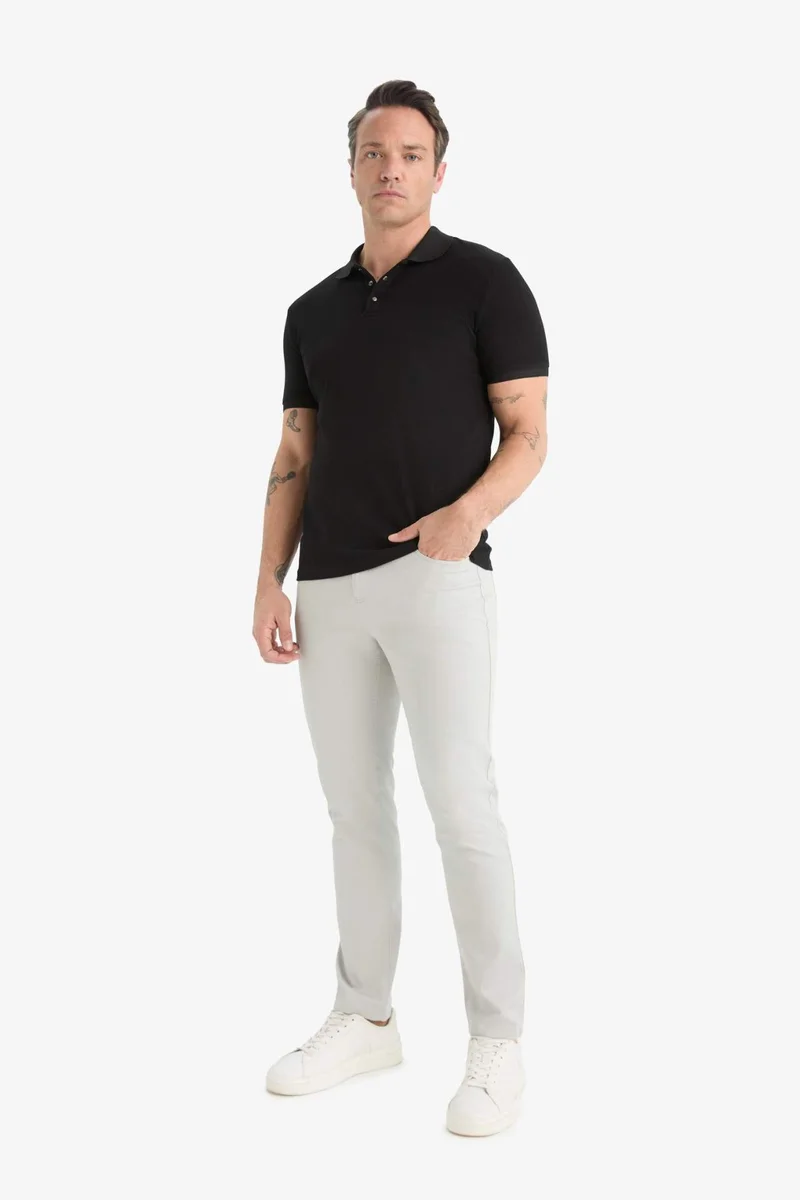 Defacto  Slim Fit Skinny Leg Textured Trousers for Men | Best Price UAE