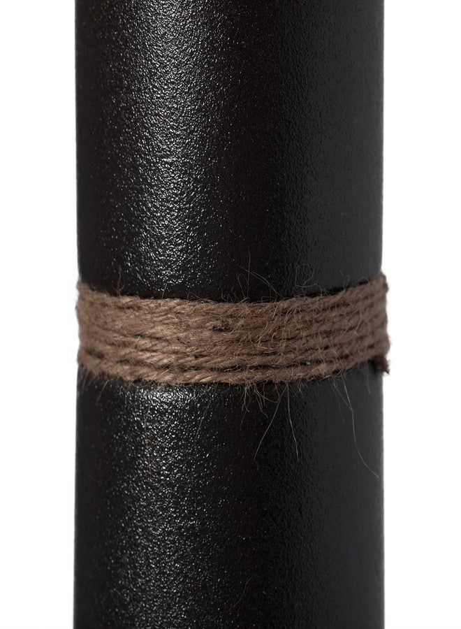 يونيك وايز مزهرية طاولة سيراميكية عصرية مزخرفة على شكل أسطوانة مع حبل، أسود 11 بوصة - Image 5