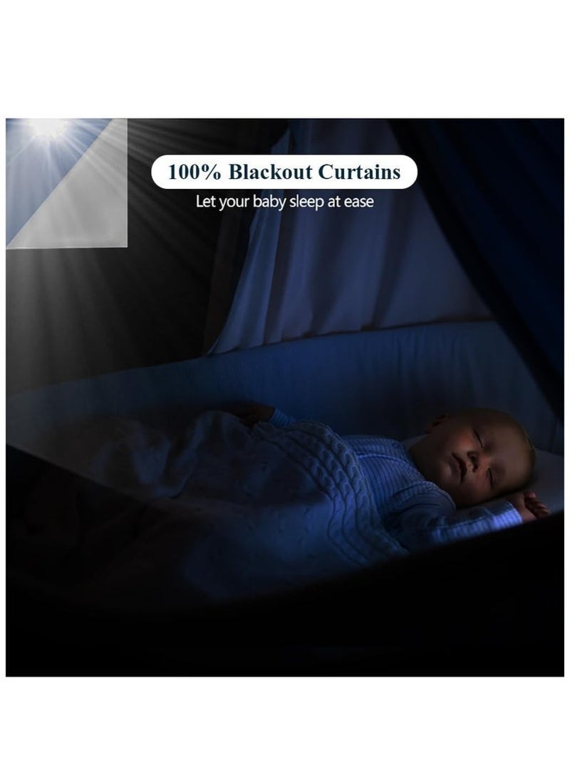 يلا جوي ستارة تعتيم، مجموعة من 5 قطع من ستائر التعتيم مع أشرطة فيلكرو، غطاء نافذة تعتيم محمول لغرفة النوم، السفر، حضانة الأطفال قماش أكسفورد أسود 145 سم × 200 سم - Image 4