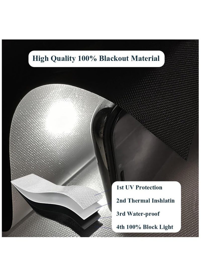 يلا جوي ستارة تعتيم، مجموعة من 5 قطع من ستائر التعتيم مع أشرطة فيلكرو، غطاء نافذة تعتيم محمول لغرفة النوم، السفر، حضانة الأطفال قماش أكسفورد أسود 145 سم × 200 سم - Image 3