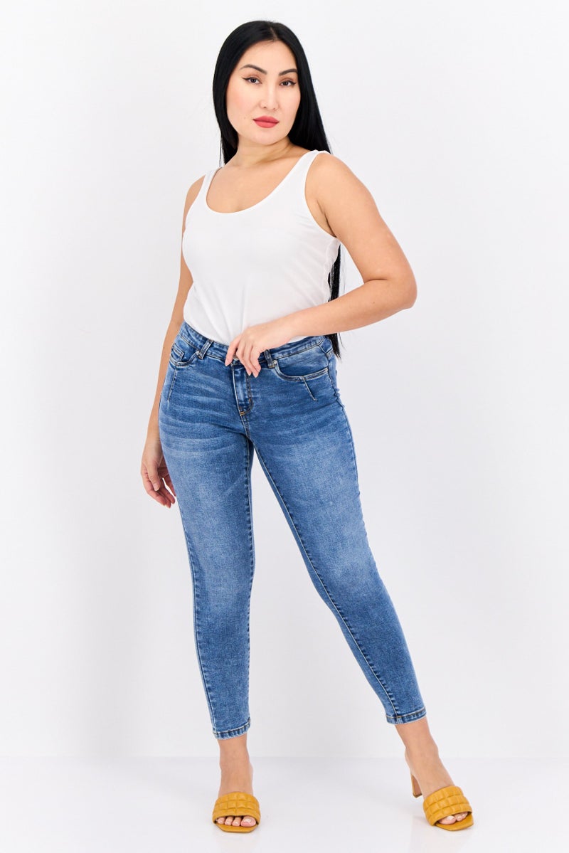 VERO MODA Women Skinny Fit Washed Stretchable Jeans, Blue  - Image 4