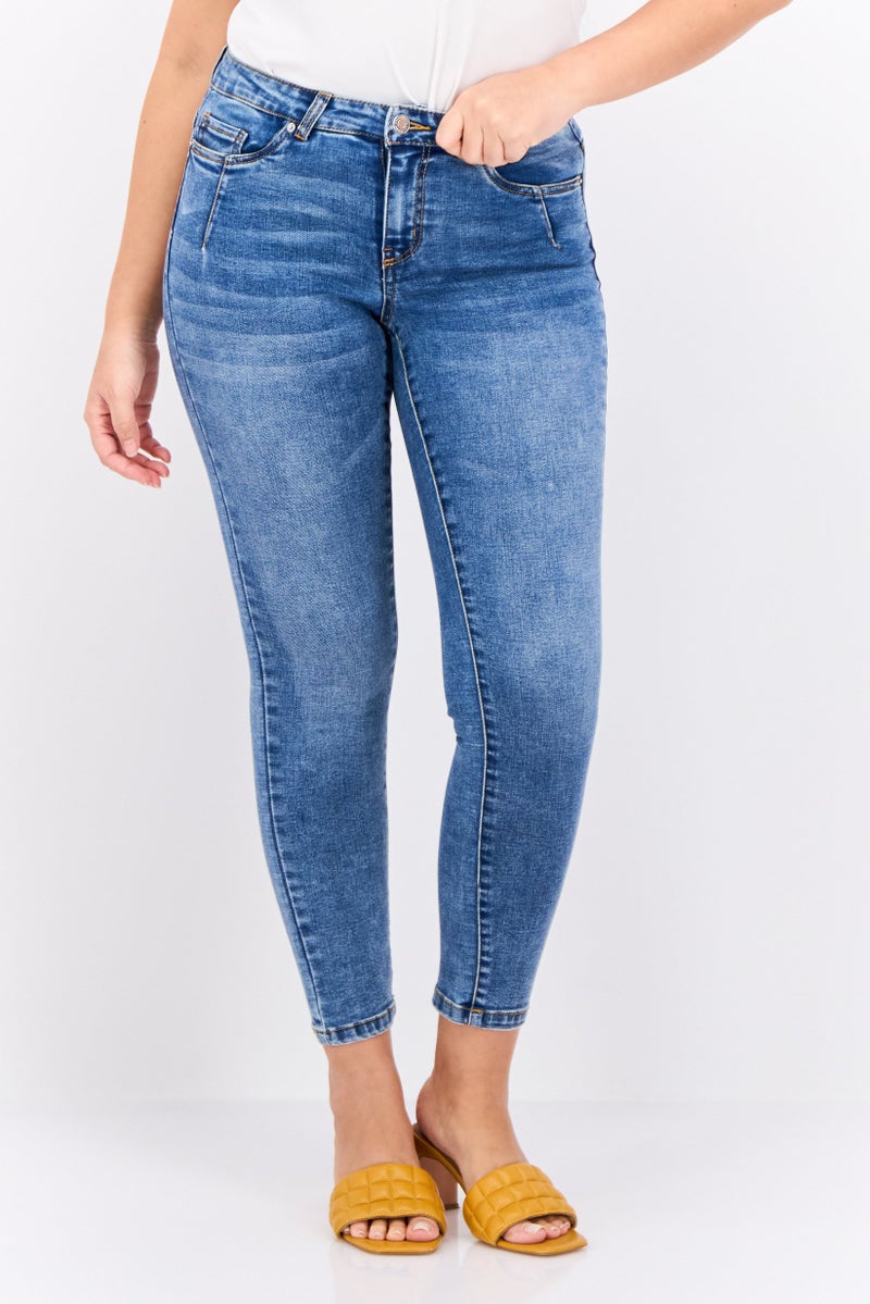 VERO MODA Women Skinny Fit Washed Stretchable Jeans, Blue  - Image 1