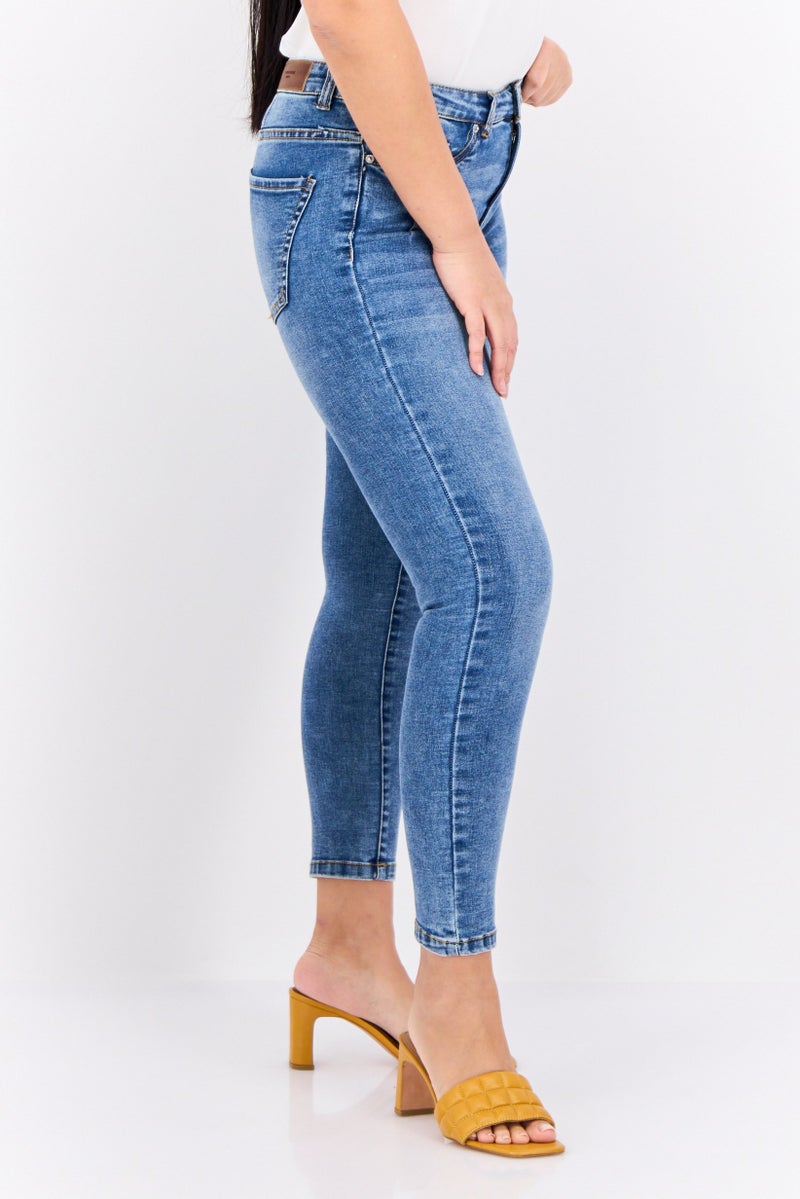 VERO MODA Women Skinny Fit Washed Stretchable Jeans, Blue  - Image 2