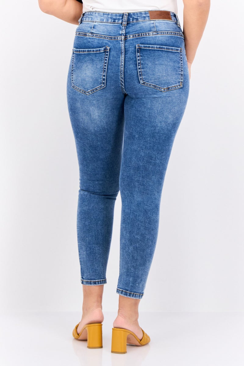 VERO MODA Women Skinny Fit Washed Stretchable Jeans, Blue  - Image 3