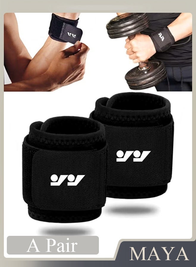 عبوتان من دعامات المعصم القابلة للتعديل، أربطة معصم للياقة البدنية ورفع الأثقال، التهاب الأوتار، التهاب مفصل النفق الرسغي، أربطة معصم مرنة للغاية لتخفيف آلام المعصم (أسود) - Image 1