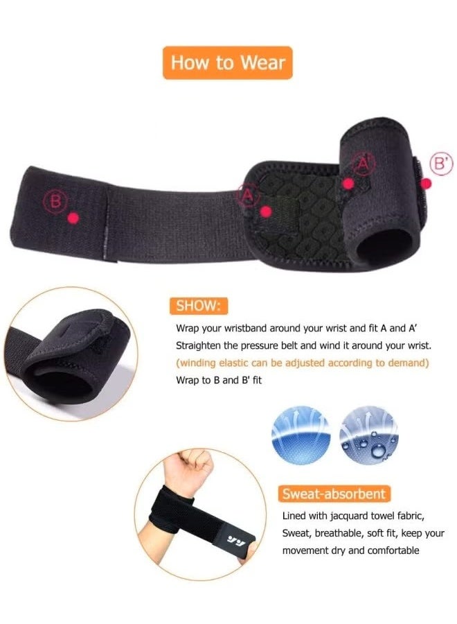 عبوتان من دعامات المعصم القابلة للتعديل، أربطة معصم للياقة البدنية ورفع الأثقال، التهاب الأوتار، التهاب مفصل النفق الرسغي، أربطة معصم مرنة للغاية لتخفيف آلام المعصم (أسود) - Image 5