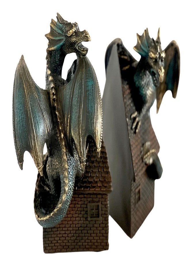 Bellaa 28670 Decorative Bookend Dragon Bookshelves Decor Heavy Duty Non Skid Vintage Antiques Classic European Medieval Aesthetic Winged Guardian Protect Prosper Peace - Image 5