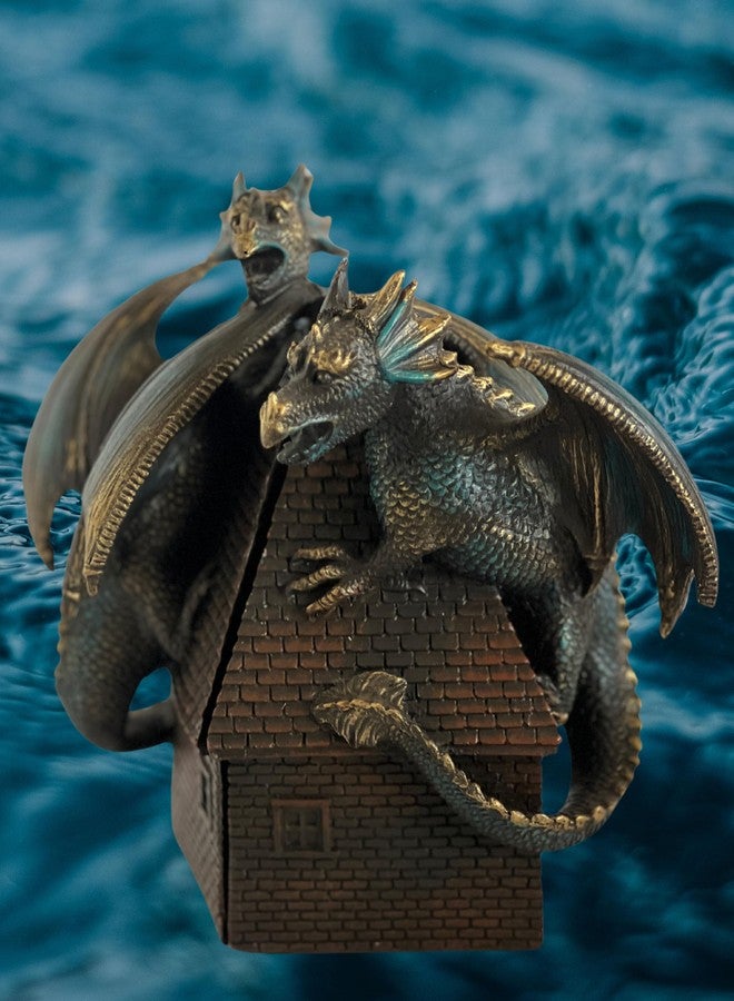 Bellaa 28670 Decorative Bookend Dragon Bookshelves Decor Heavy Duty Non Skid Vintage Antiques Classic European Medieval Aesthetic Winged Guardian Protect Prosper Peace - Image 2
