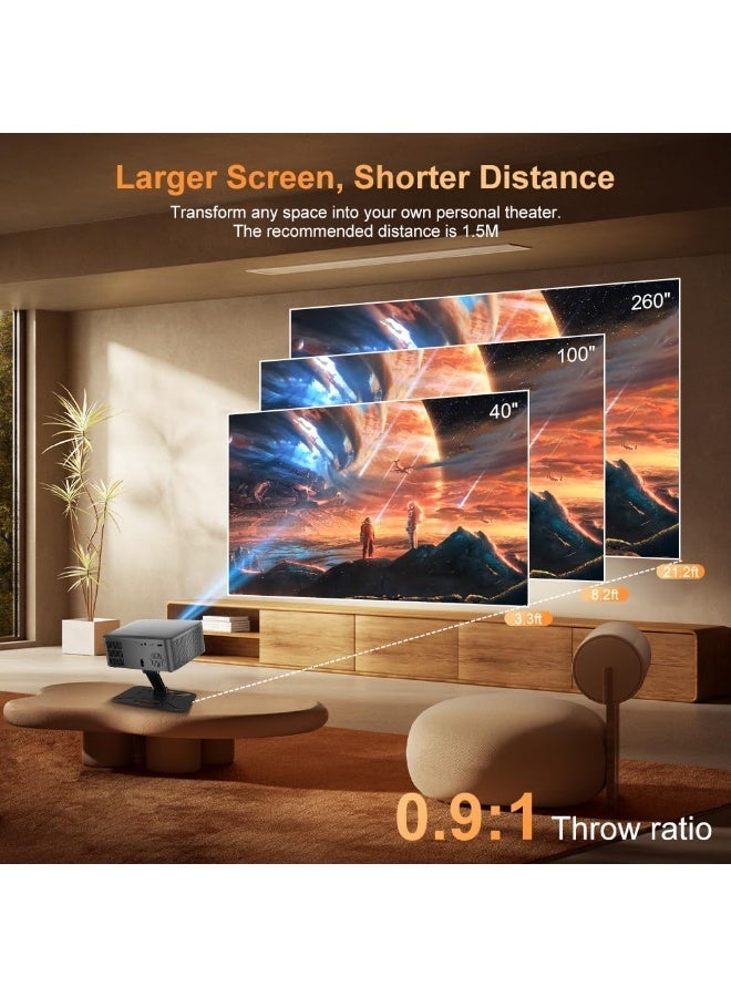 Salange Smart Mini 4K Projector,12000Lumens Native 1080P,Auto Focus & Keystone,BT5.2 & WiFI 6.0, Android 14,Built-in Apps Portable Projector with Stand for Smartphone/Laptops/PC/TV Stick - Image 3