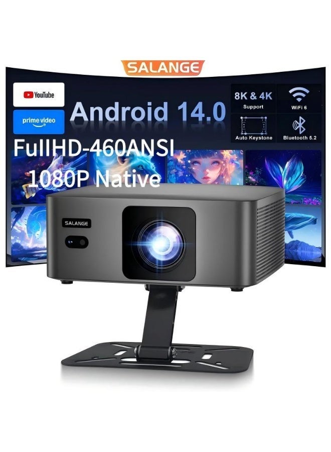 Salange Smart Mini 4K Projector,12000Lumens Native 1080P,Auto Focus & Keystone,BT5.2 & WiFI 6.0, Android 14,Built-in Apps Portable Projector with Stand for Smartphone/Laptops/PC/TV Stick - Image 1
